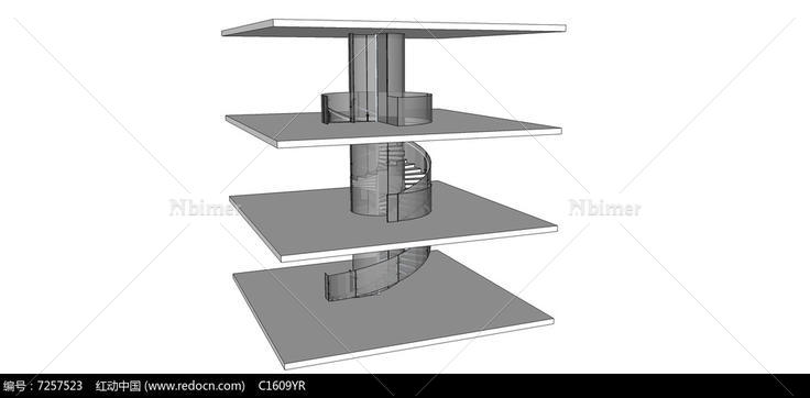 多层旋转楼梯SU模型