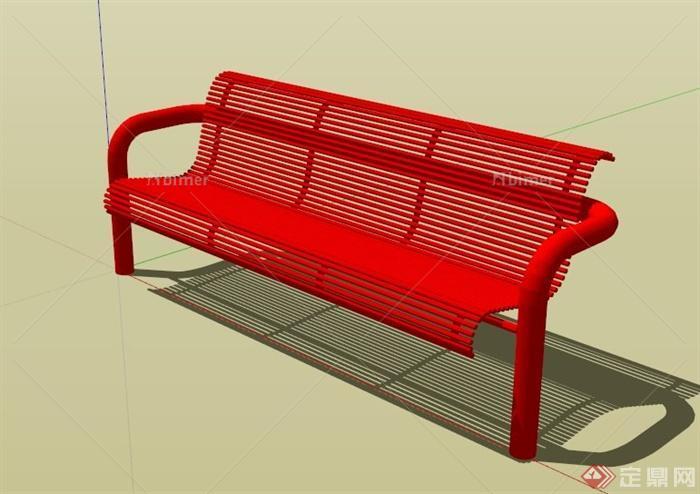 现代红色镂空铁艺户外椅子SU模型