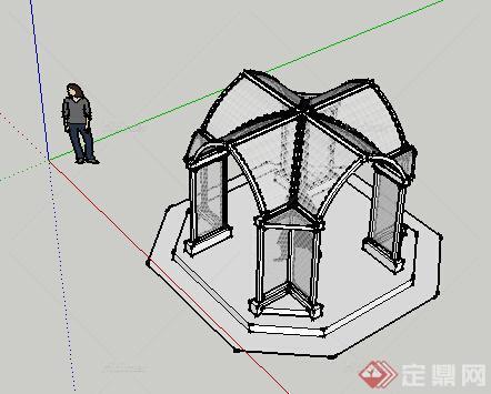 园林景观之欧式景观亭设计su模型6