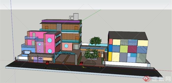 现代某多层住宅区建筑设计SU模型