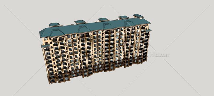 欧式小高层住宅楼(78801)su模型下载