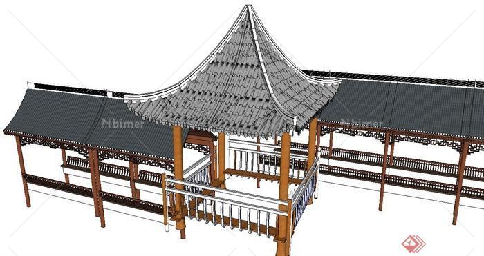 古典中式亭廊组合设计SU模型