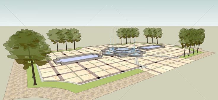 景观-喷水池(55320)su模型下载