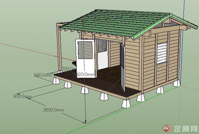 某现代花房、休息小屋建筑设计SU模型