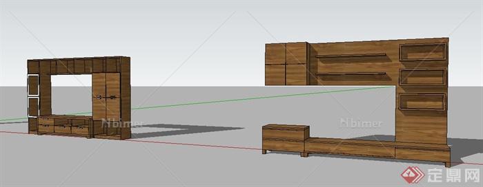 两款木质电视柜su模型[原创]