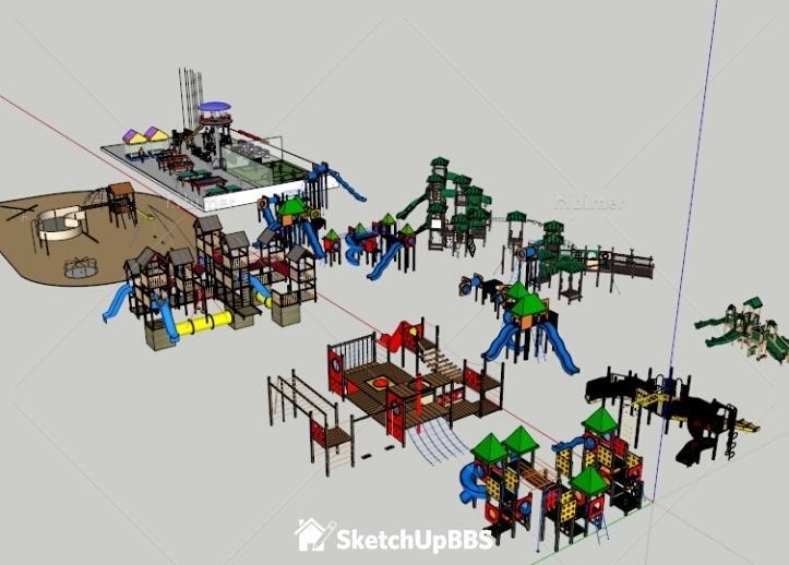 各种运动器械游乐儿童设施提供SketchUp模型下载