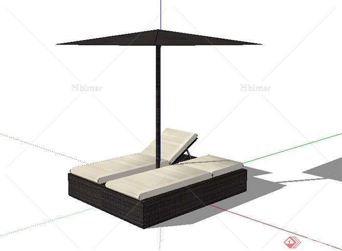 某室外阳关躺椅设计SU模型素材