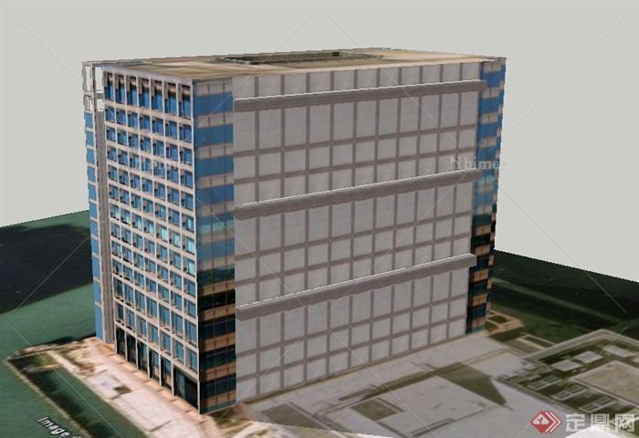 现代某多层行政大厅办公楼建筑设计SU模型