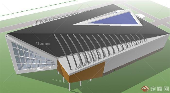 现代风格博物馆建筑设计SU模型