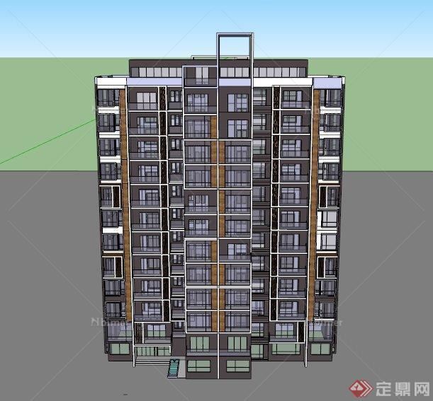 某现代11层住宅建筑设计SU模型