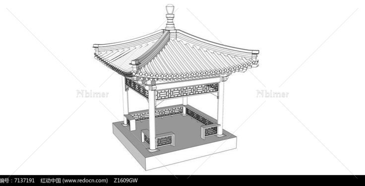 四边形古典亭子
