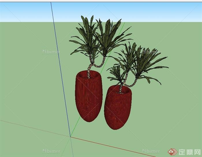 某室内植物盆栽设计su模型[原创]