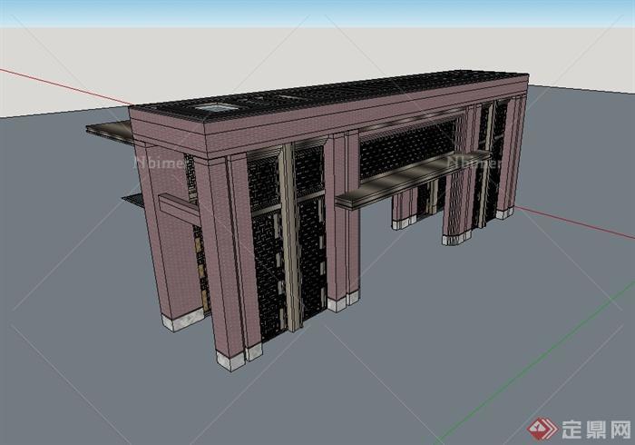 新古典风格会所大门入口设计su模型[原创]