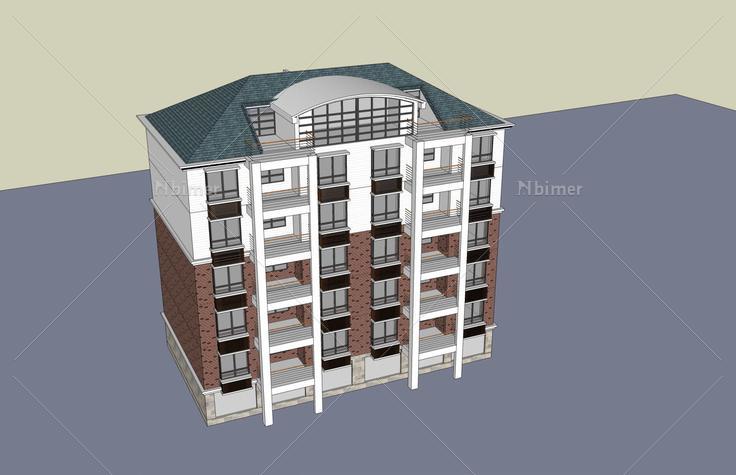 现代多层住宅楼(47042)su模型下载