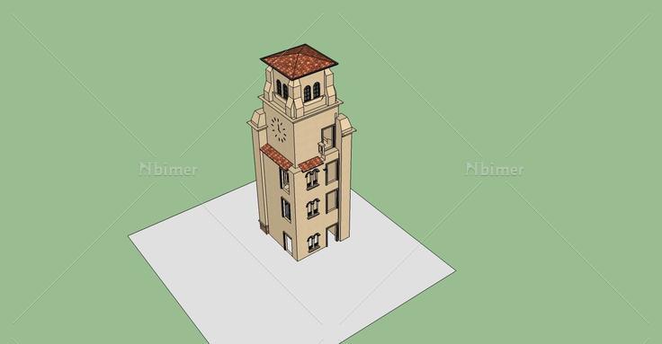 西班牙风格塔楼(75872)su模型下载