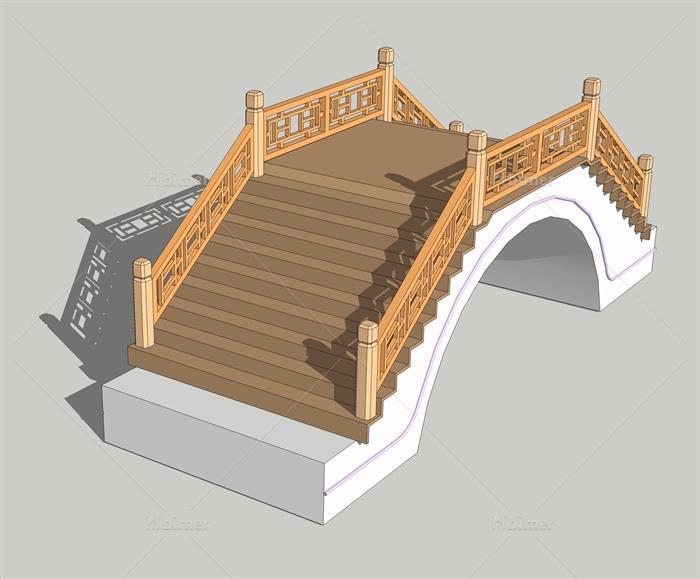 古典中式风格节点木桥拱桥设计su模型[原创]