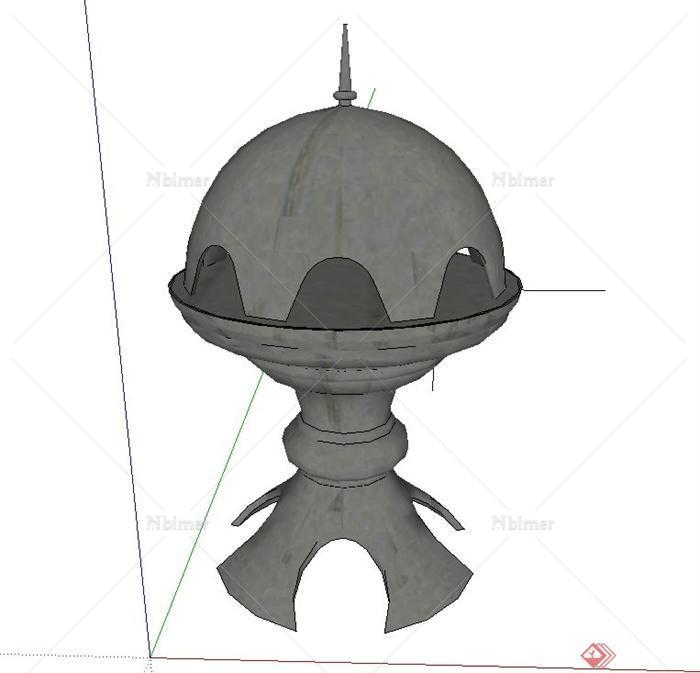 古典中式圆形灯塔设计su模型
