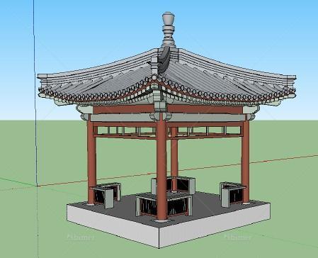 一个汉唐风格的四角亭