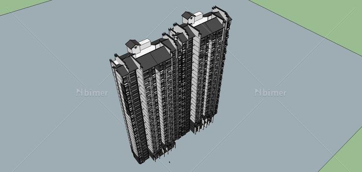 中式高层住宅(69752)su模型下载