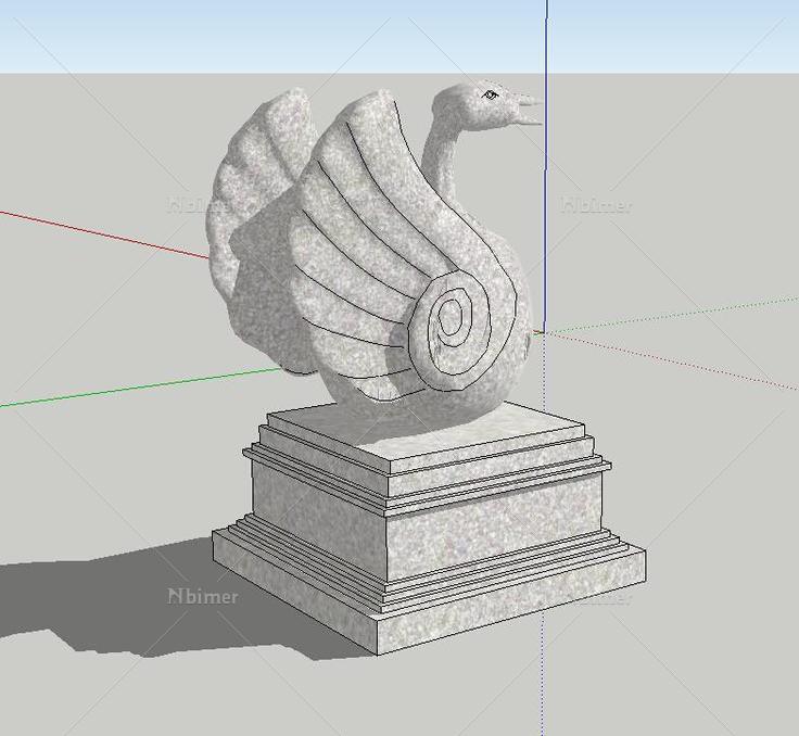 精致的天鹅雕塑(80006)su模型下载