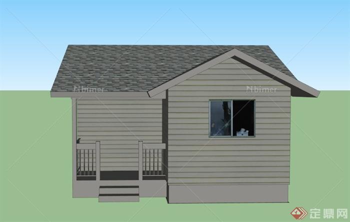 某欧式单层独栋住宅小屋建筑设计SU模型