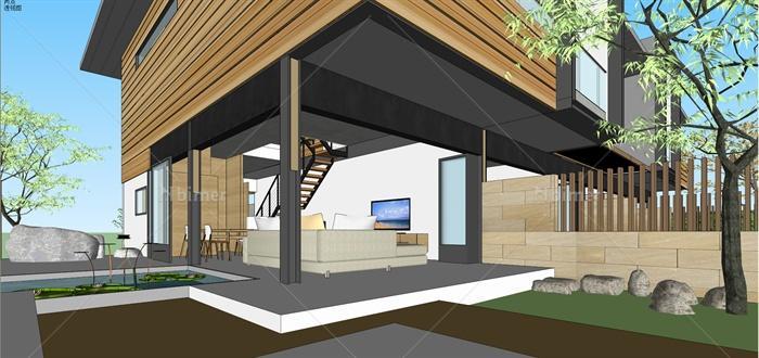 现代拼接别墅住宅设计su建筑模型[原创]