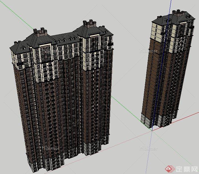 巴洛克式新古典主义风格高层住宅su模型[原创]
