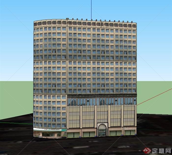 某现代高层汇金大厦建筑设计SU模型