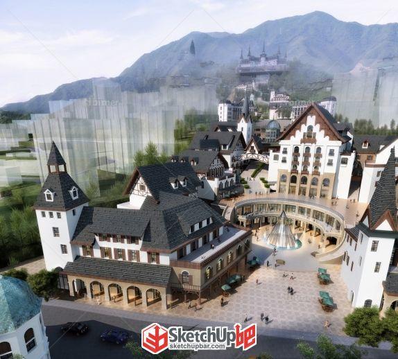 超精细的瑞士风情商业街设计 （带模型）