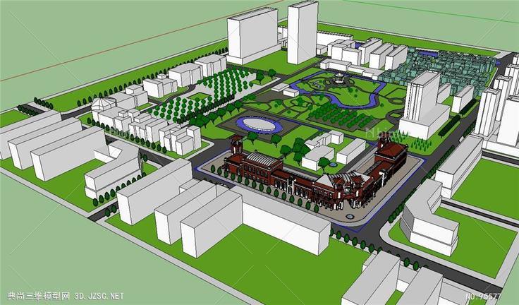 草图大师sketchup商业街建筑SU模型