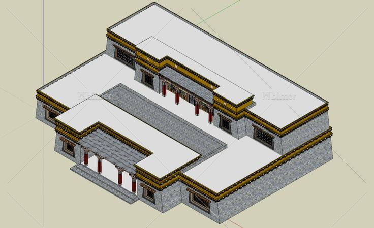 藏式活动中心，藏族传统建筑风格，2层
