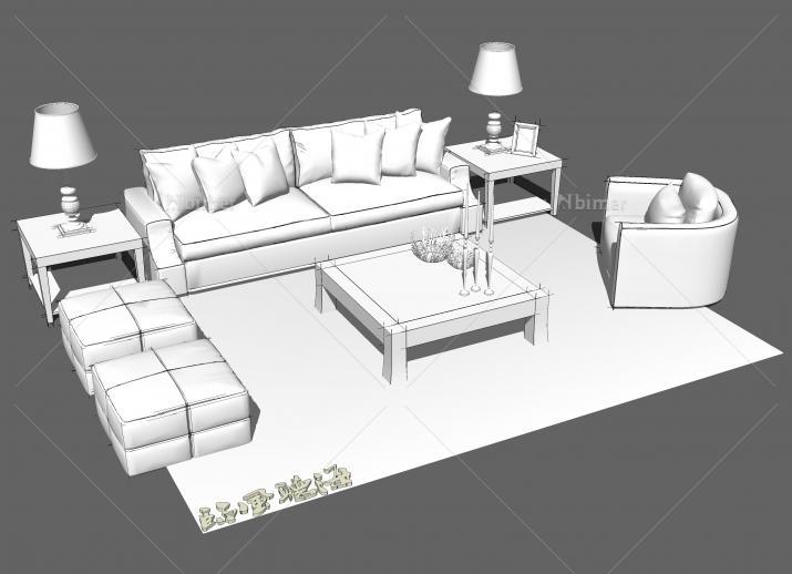 沙发（带SketchUp模型下载）文件大小12MB，两个