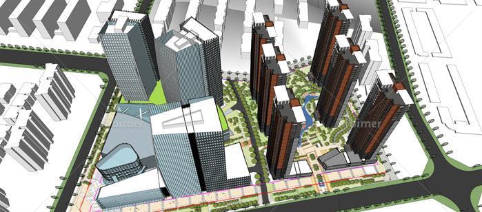 阳光海岸办公综合体 住宅方案SketchUp精致设计模