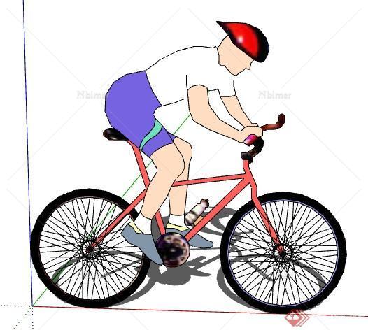 一个人骑自行车设计的SU模型