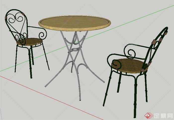 现代风格铁艺桌椅组合su模型