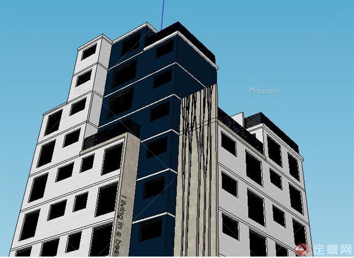 某现代简约8层办公楼建筑设计su模型[原创]