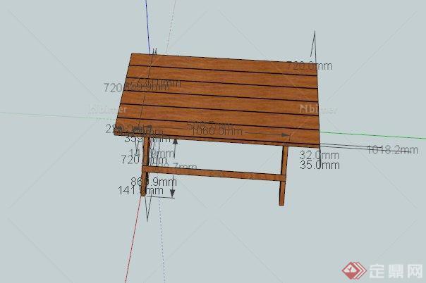 某现代木制简易长方形桌子设计SU模型