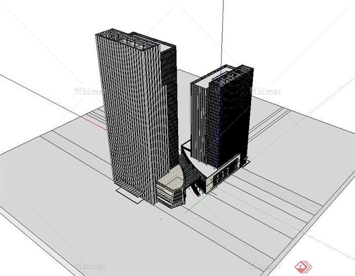 某现代风格英轩办公楼建筑设计su方案模型