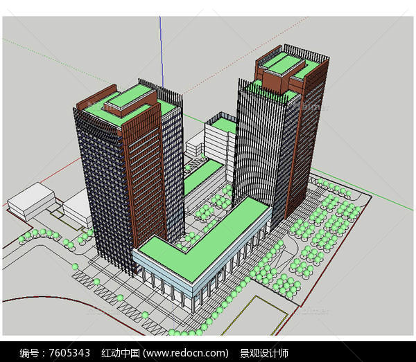 高层办公楼建筑草图大师SU模型