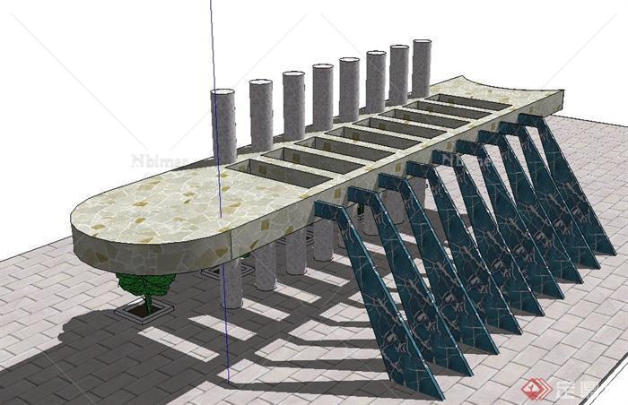 现代景观镂空廊架设计SU模型