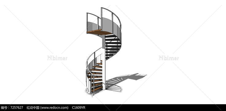 现代旋转楼梯su模型