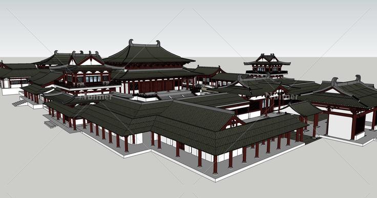 古建寺庙建筑2(105903)su模型下载