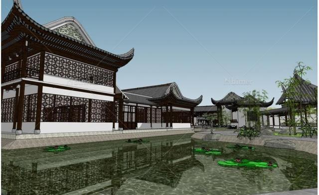 SketchUp古建会所设计方案带模型下载