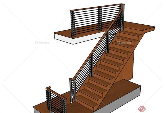 室内设计木制楼梯SU模型