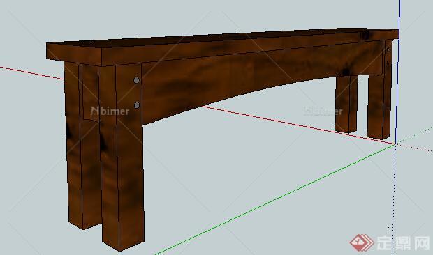 家具陈设之木长凳素材设计su模型