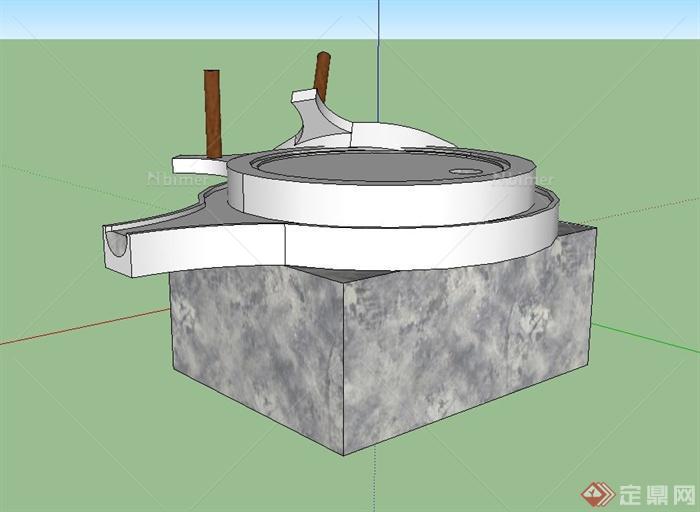 中国古典中式石磨设计su模型