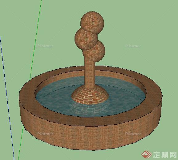 园林景观之水景雕塑设计su模型1