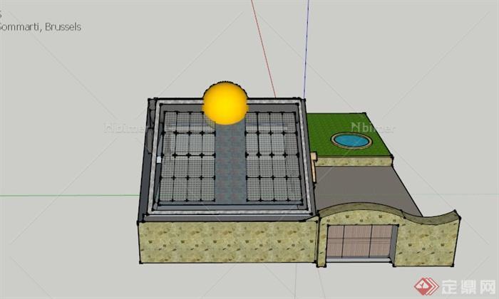 某欧式一层阳光房建筑设计SU模型