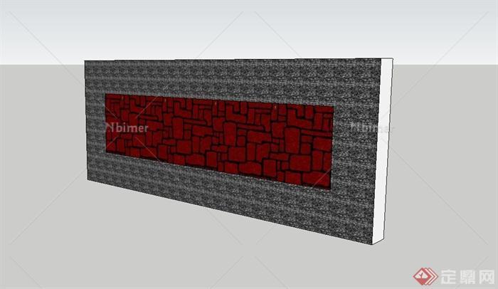 某古典中式景墙墙体设计su模型