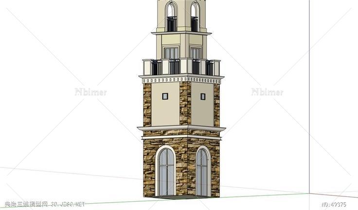 塔楼2门卫保安室 su模型3d